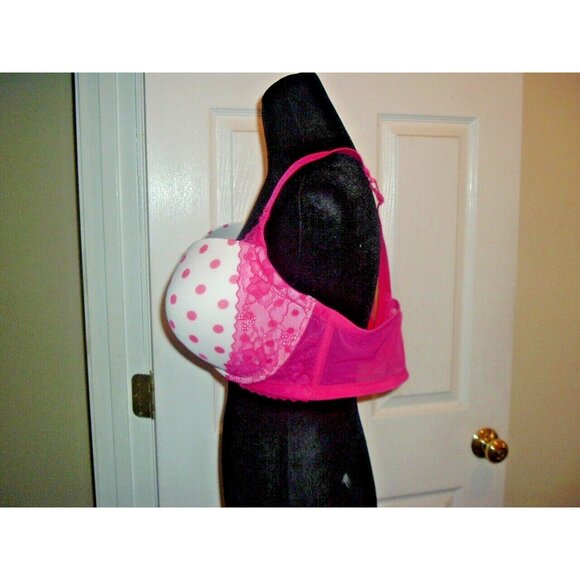 Fashion Bug Pink White Lace Full Figured Bra 44D Plus Size Intamate Apparel - Picture 2 of 11